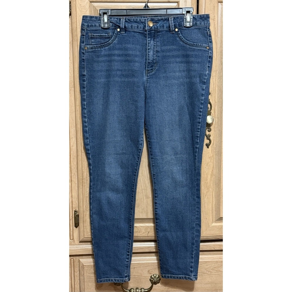 D. Jeans Denim Jeans Women's Size 12 Blue Mid Rise Skinny Ankle Stretch Med Wash